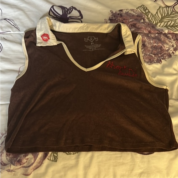 Sabrina carpenter brown polo crop top - Picture 1 of 5